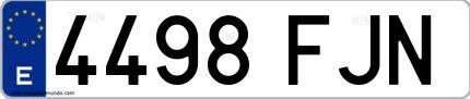 Ejemplo de matrícula española 4498 FJN