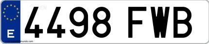 Ejemplo de matrícula española 4498 FWB