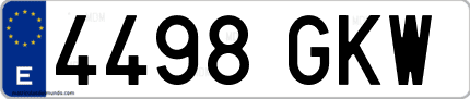 Ejemplo de matrícula de coche ordinaria 4498 GKW