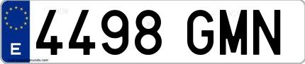 Ejemplo de matrícula española 4498 GMN