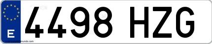 Ejemplo de matrícula española 4498 HZG