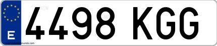 Ejemplo de matrícula española 4498 KGG