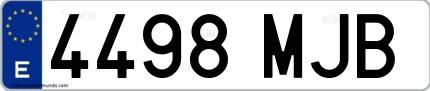 Ejemplo de matrícula de coche ordinaria 4498 MJB
