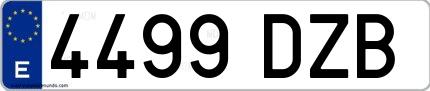 Ejemplo de matrícula española 4499 DZB