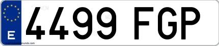 Ejemplo de matrícula española 4499 FGP