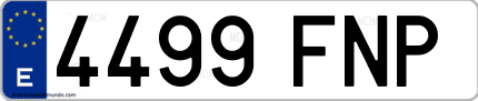Ejemplo de matrícula de coche ordinaria 4499 FNP