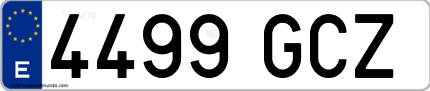 Ejemplo de matrícula de coche ordinaria 4499 GCZ