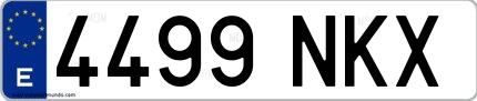 Ejemplo de matrícula española 4499 NKX