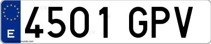 Ejemplo de matrícula española 4501 GPV