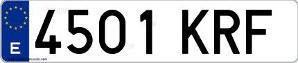 Ejemplo de matrícula española 4501 KRF