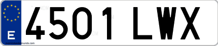 Ejemplo de matrícula de coche ordinaria 4501 LWX