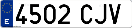 Ejemplo de matrícula de coche ordinaria 4502 CJV