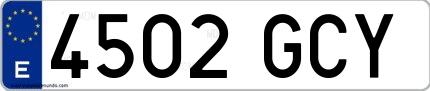 Ejemplo de matrícula española 4502 GCY