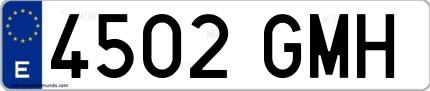 Ejemplo de matrícula española 4502 GMH