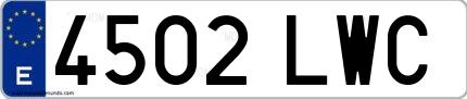 Ejemplo de matrícula española 4502 LWC