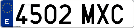 Ejemplo de matrícula de coche ordinaria 4502 MXC