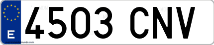 Ejemplo de matrícula de coche ordinaria 4503 CNV