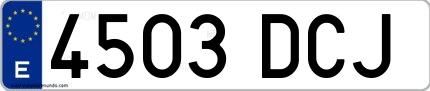 Ejemplo de matrícula española 4503 DCJ