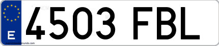 Ejemplo de matrícula de coche ordinaria 4503 FBL