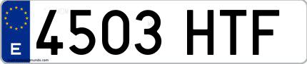 Ejemplo de matrícula española 4503 HTF