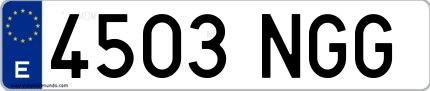 Ejemplo de matrícula española 4503 NGG