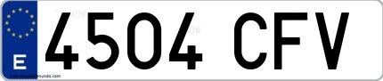 Ejemplo de matrícula española 4504 CFV