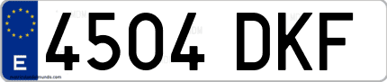 Ejemplo de matrícula de coche ordinaria 4504 DKF