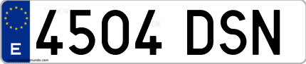 Ejemplo de matrícula de coche ordinaria 4504 DSN