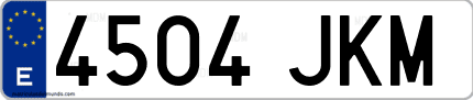 Ejemplo de matrícula de coche ordinaria 4504 JKM