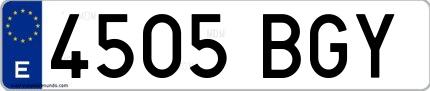 Ejemplo de matrícula española 4505 BGY
