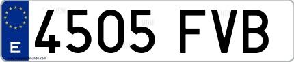 Ejemplo de matrícula española 4505 FVB