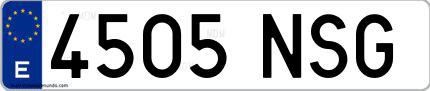 Ejemplo de matrícula española 4505 NSG