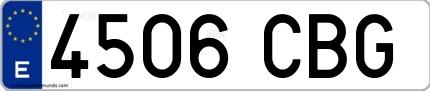 Ejemplo de matrícula española 4506 CBG