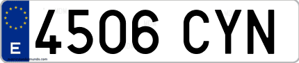 Ejemplo de matrícula de coche ordinaria 4506 CYN