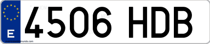 Ejemplo de matrícula de coche ordinaria 4506 HDB