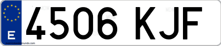Ejemplo de matrícula de coche ordinaria 4506 KJF