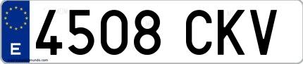 Ejemplo de matrícula española 4508 CKV
