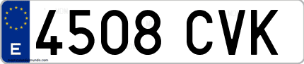 Ejemplo de matrícula de coche ordinaria 4508 CVK