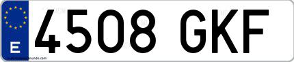 Ejemplo de matrícula española 4508 GKF