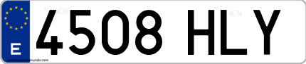 Ejemplo de matrícula de coche ordinaria 4508 HLY