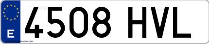 Ejemplo de matrícula de coche ordinaria 4508 HVL