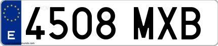 Ejemplo de matrícula española 4508 MXB
