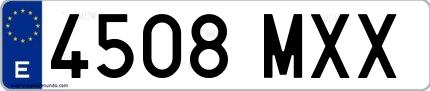 Ejemplo de matrícula española 4508 MXX