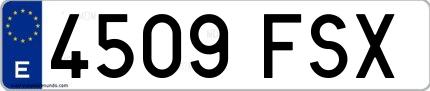 Ejemplo de matrícula española 4509 FSX