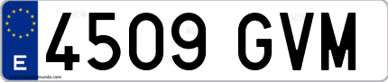 Ejemplo de matrícula de coche ordinaria 4509 GVM