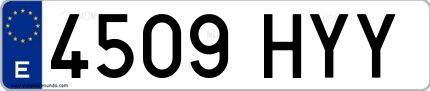 Ejemplo de matrícula española 4509 HYY