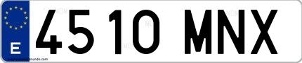 Ejemplo de matrícula española 4510 MNX