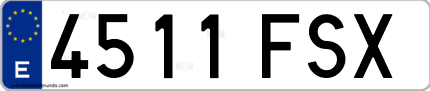 Ejemplo de matrícula de coche ordinaria 4511 FSX