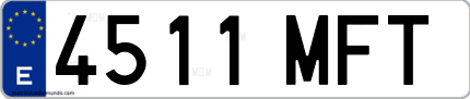Ejemplo de matrícula de coche ordinaria 4511 MFT