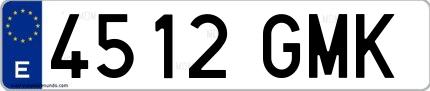 Ejemplo de matrícula española 4512 GMK